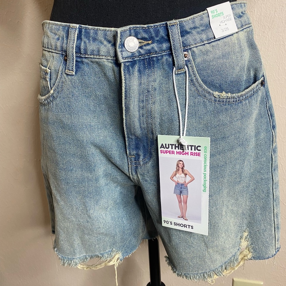 High Waist Blue Denim Cut-Off Shorts